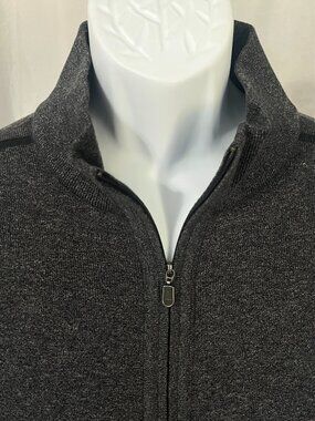 ✨ St. Croix Men’s Gray Full Zip Sweater Black Trim Fashion Fit XL 🔥